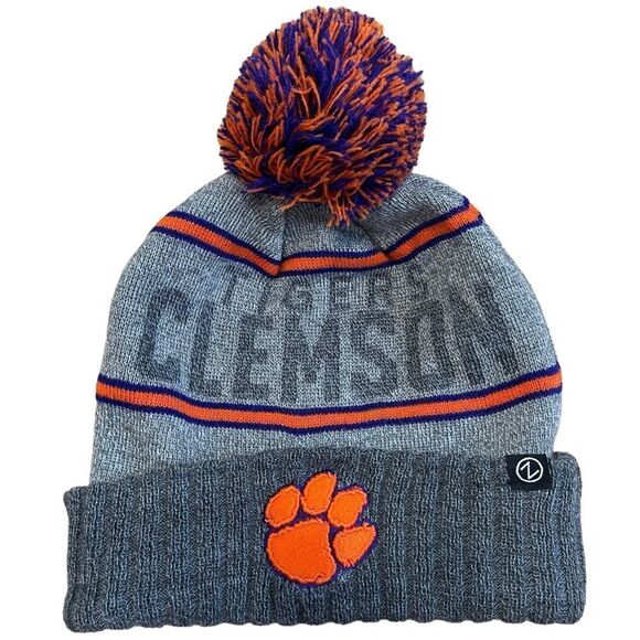Clemson Tigers Zephyr Deer Valley Pom Knit Beanie‎ - Picture 1 of 7